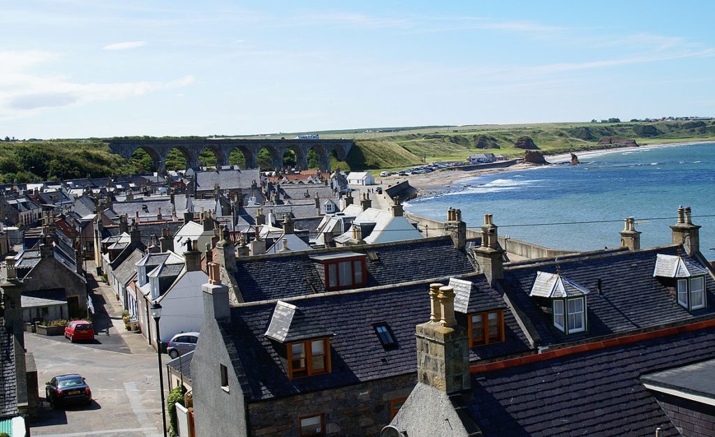 Unfrequented golden beach in Scotland