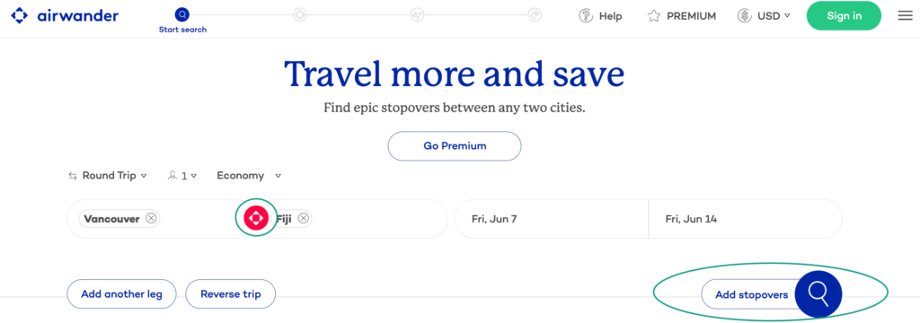 how to find stopover flights on airwander