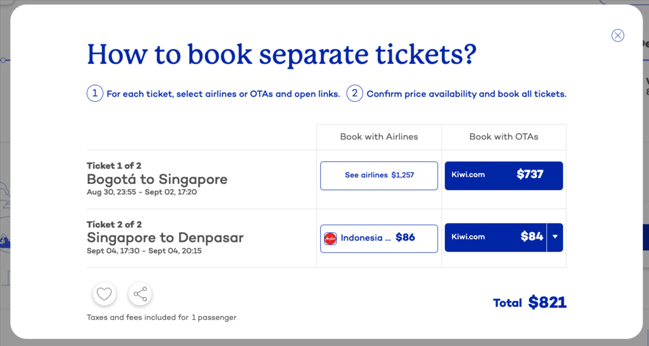 open the booking pop-up to access booking links